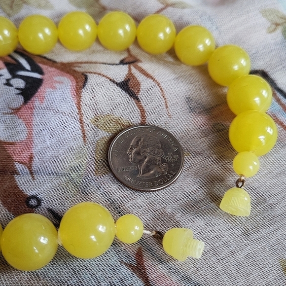 Lemoncello Lemonade Lemon Yellow Faceted Vintage Round Lucite Bead  Necklace EUC - Picture 7 of 8